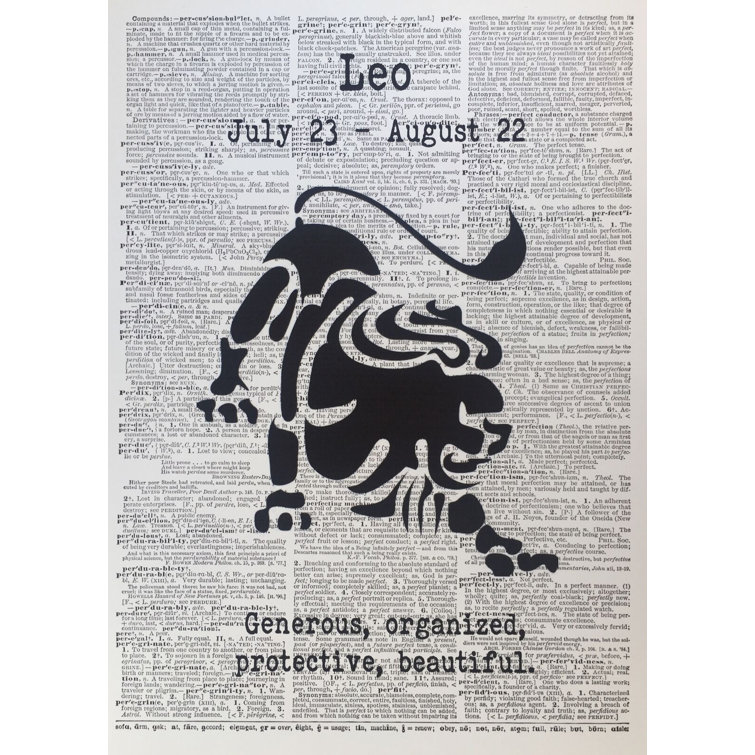 Latitude Vive A3 Leo Star Sign Print Zodiac Vintage Dictionary